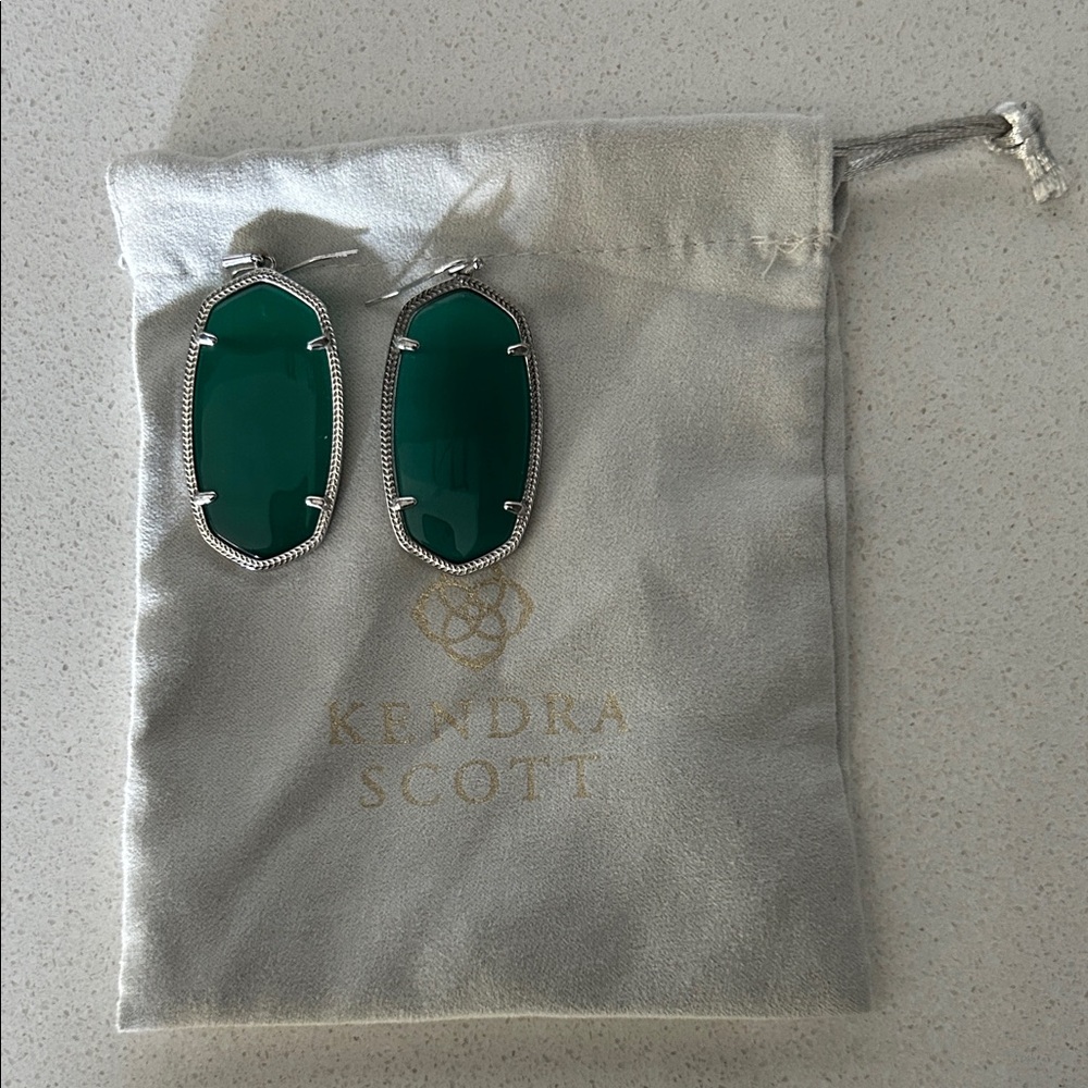 Kendra Scott Elle Teal and Silver Drop Earrings